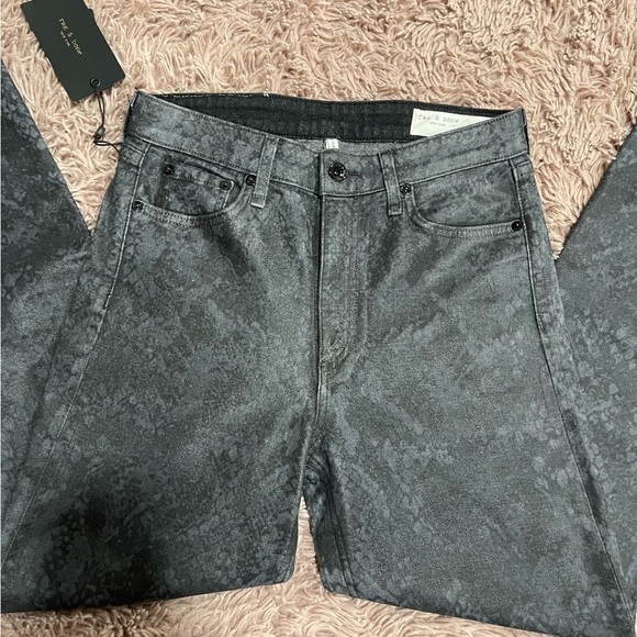 RAG & Bone Women Nina High Rise Cigarette Jeans in Black Snake Print - Picture 3 of 11